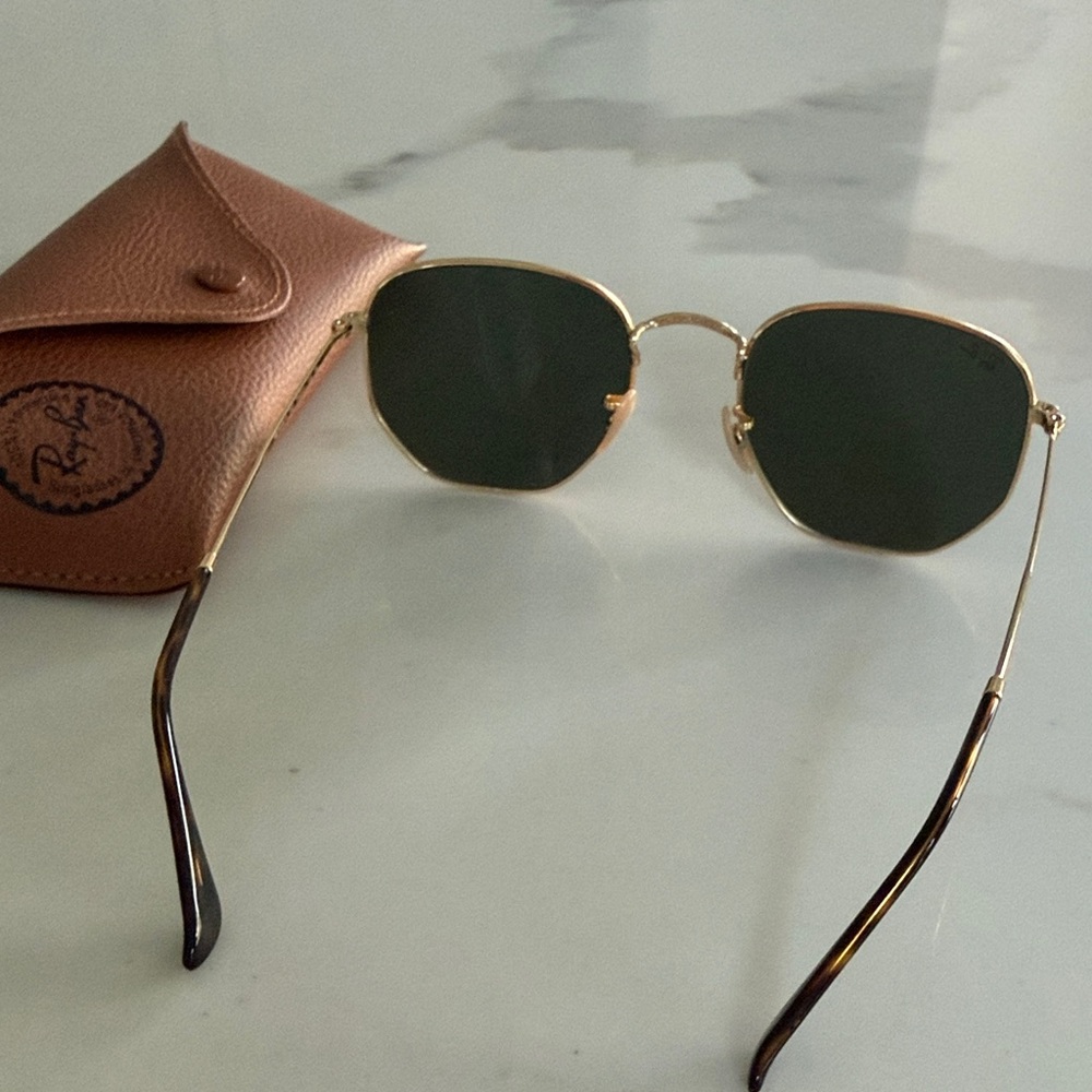 Ray-Ban Gold Frame Sunglasses with Green Lenses - Picture 3 of 6
